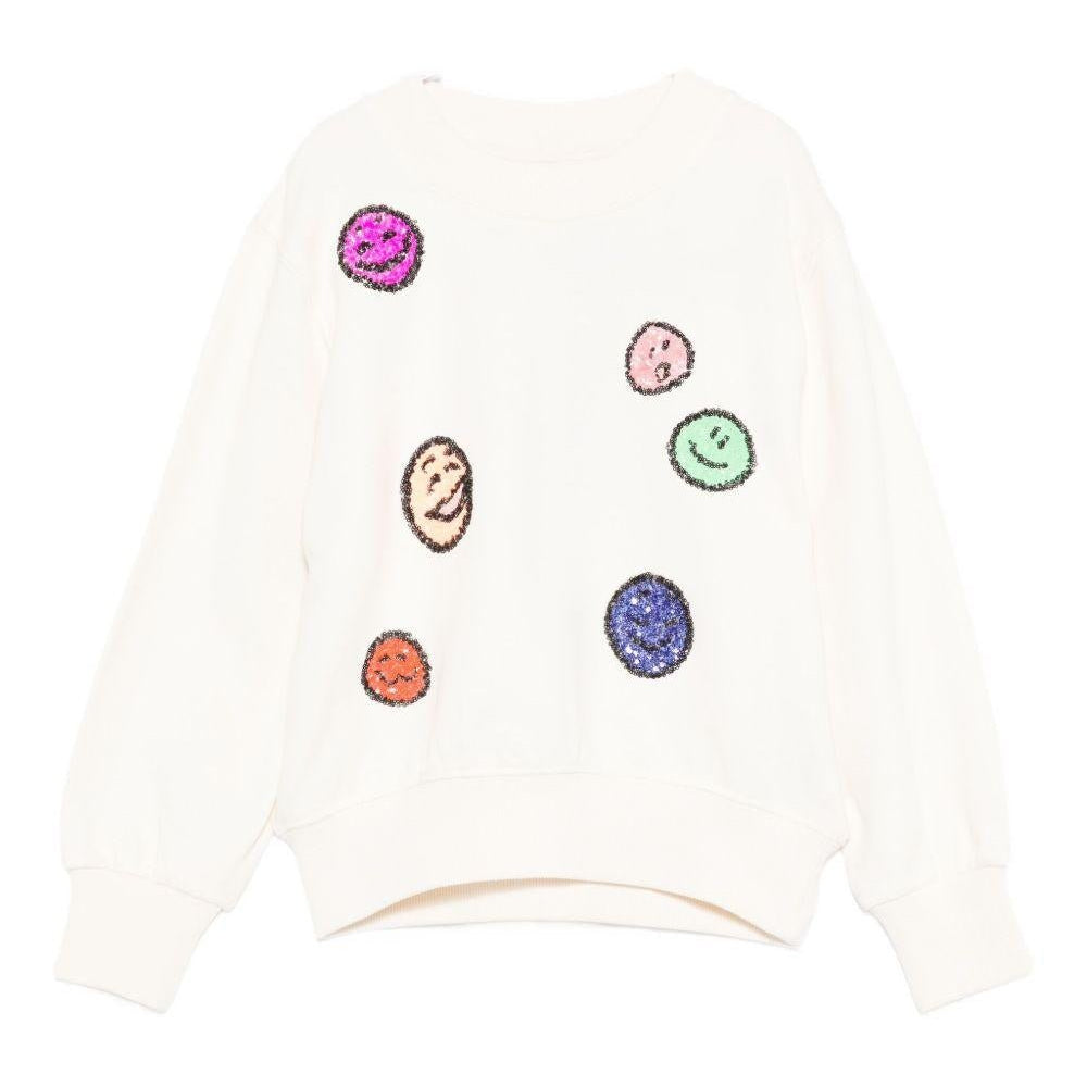 Felpa per bambina Molo bianco con decorazioni con paillettes - Rubino Kids