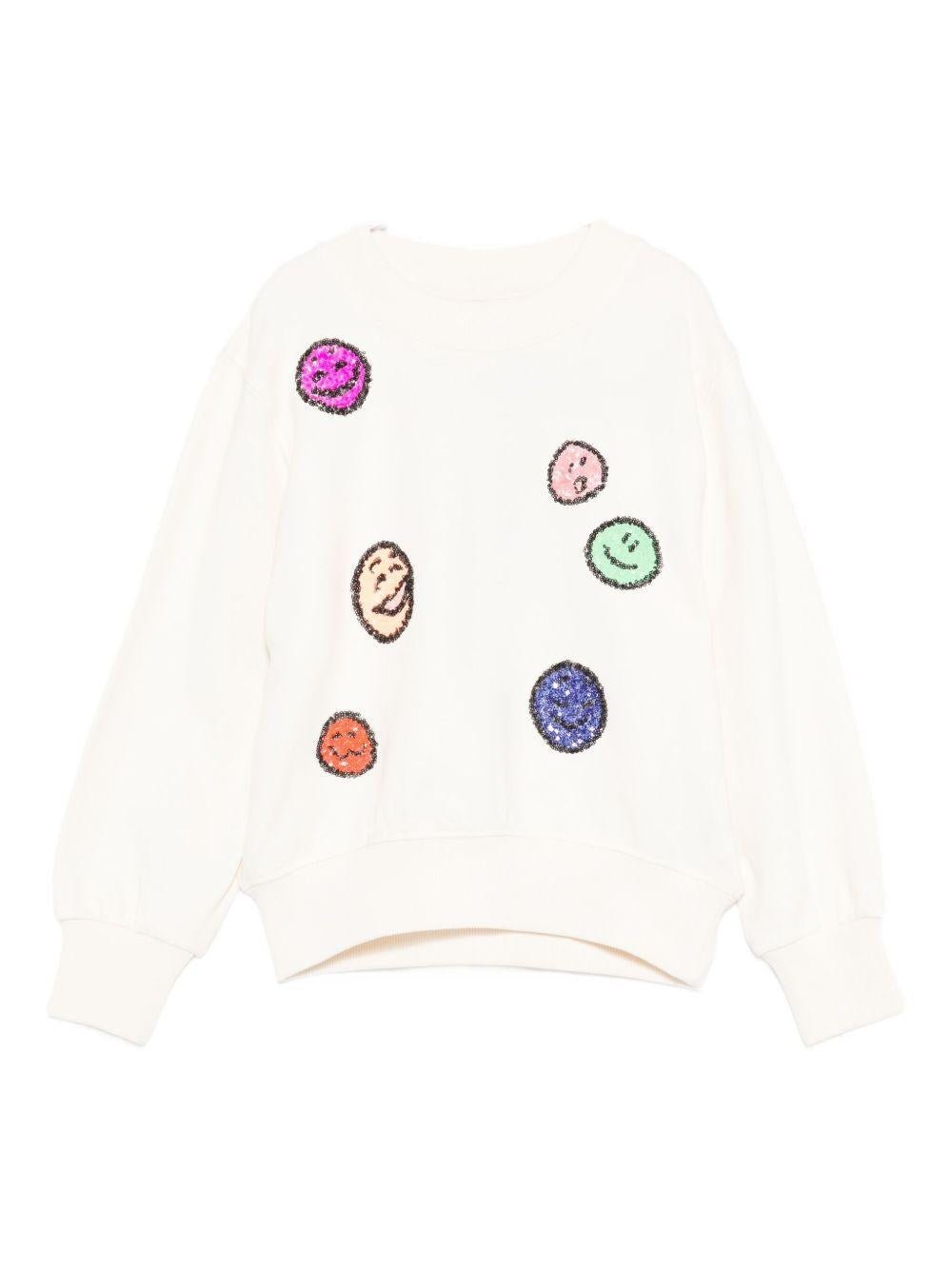 Felpa per bambina Molo bianco con decorazioni con paillettes - Rubino Kids
