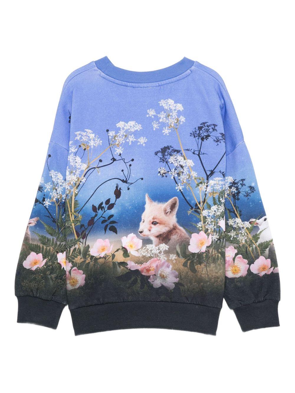 Felpa per bambina Molo blu con stampa all - over - Rubino Kids