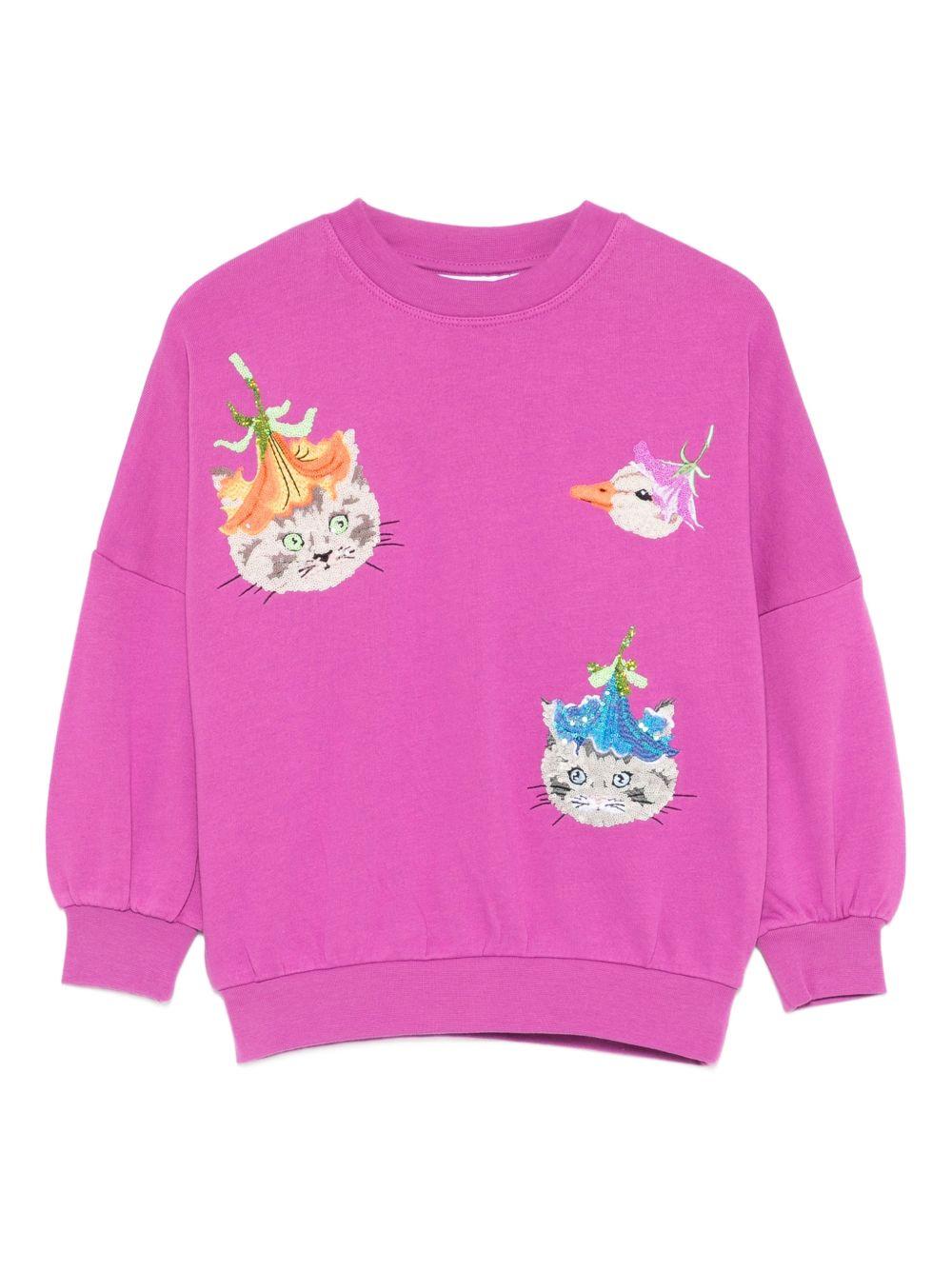 Felpa per bambina Molo fucsia con stampa grafica animali - Rubino Kids