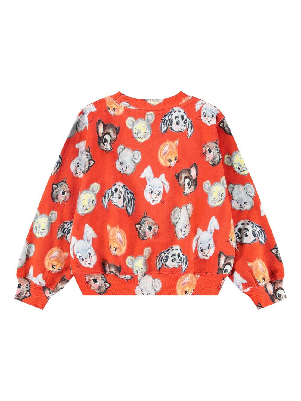 Felpa per bambina Molo Marge rosso con stampa grafica all - over - Rubino Kids
