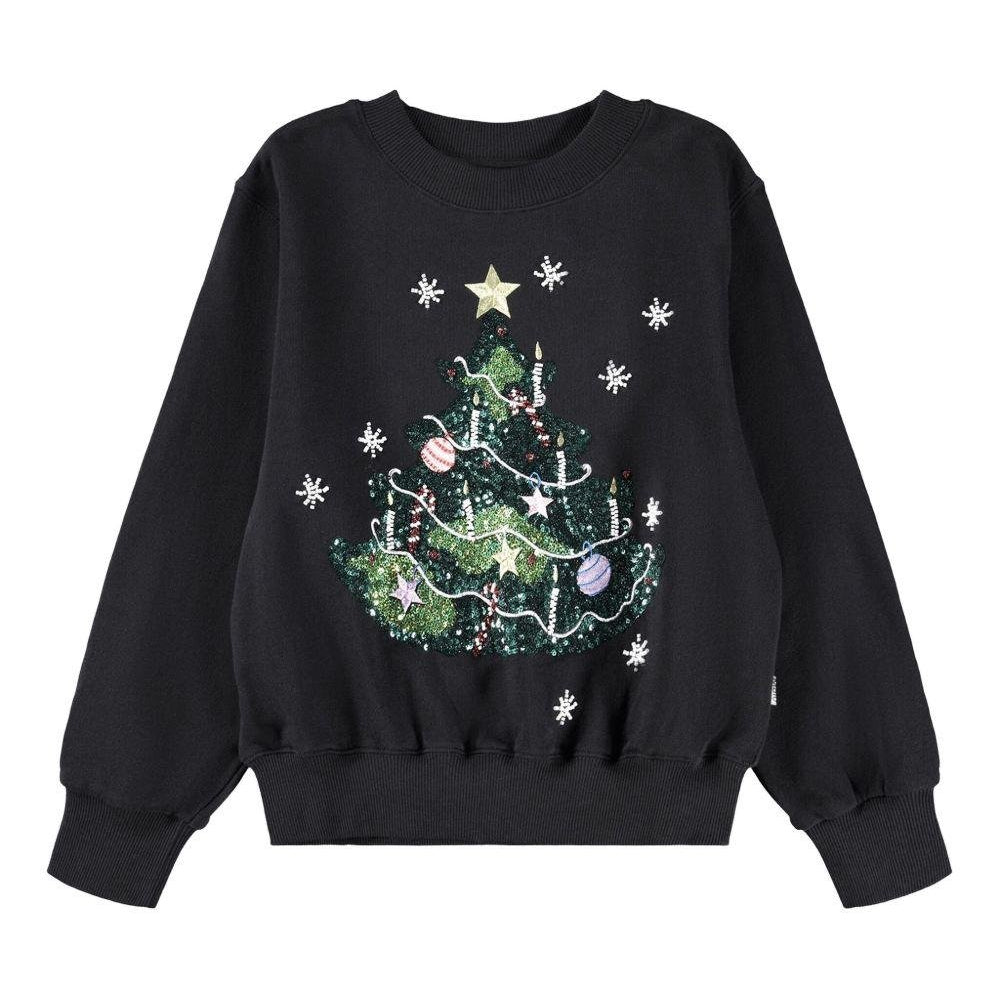 Felpa per bambina Molo nero con decorazione a paillettes - Rubino Kids