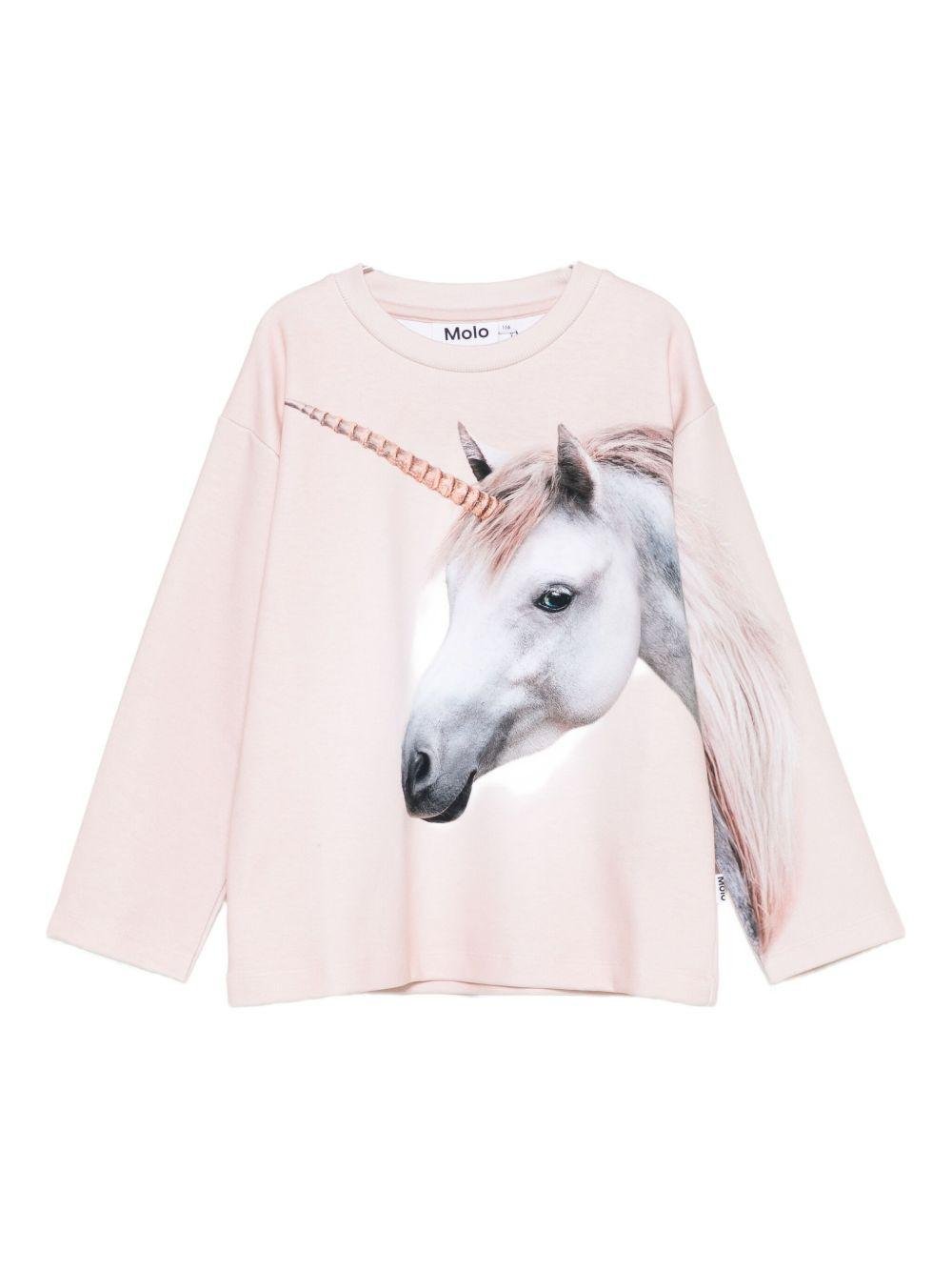 Felpa per bambina Molo rosa con stampa unicorno - Rubino Kids