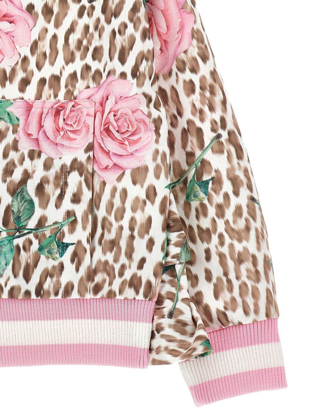 Felpa per bambina Monnalisa animalier con dettaglio rose e fiori - Rubino Kids