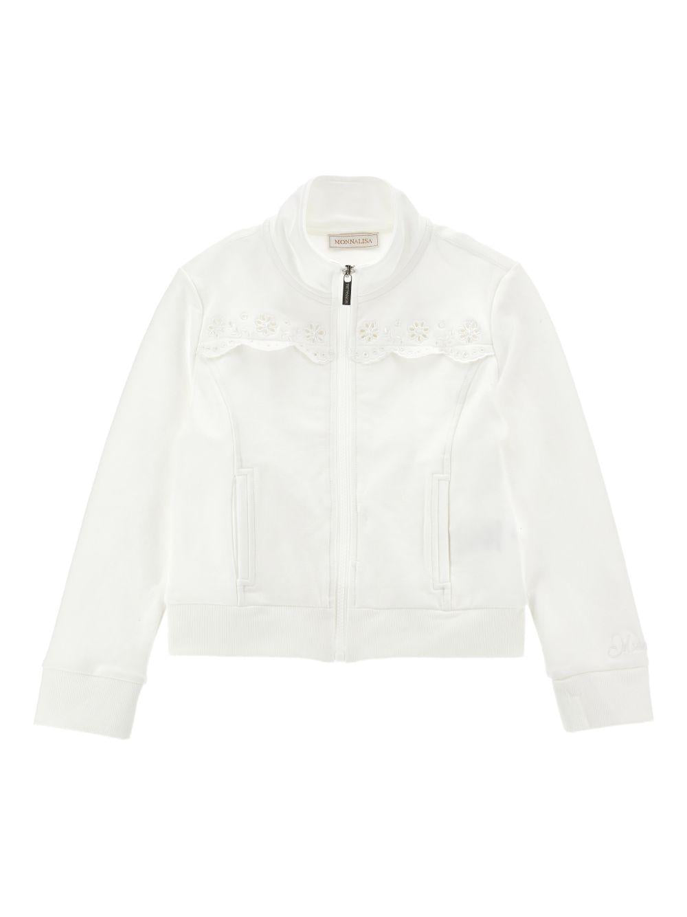 Felpa per bambina Monnalisa bianca con dettaglio fiori - Rubino Kids