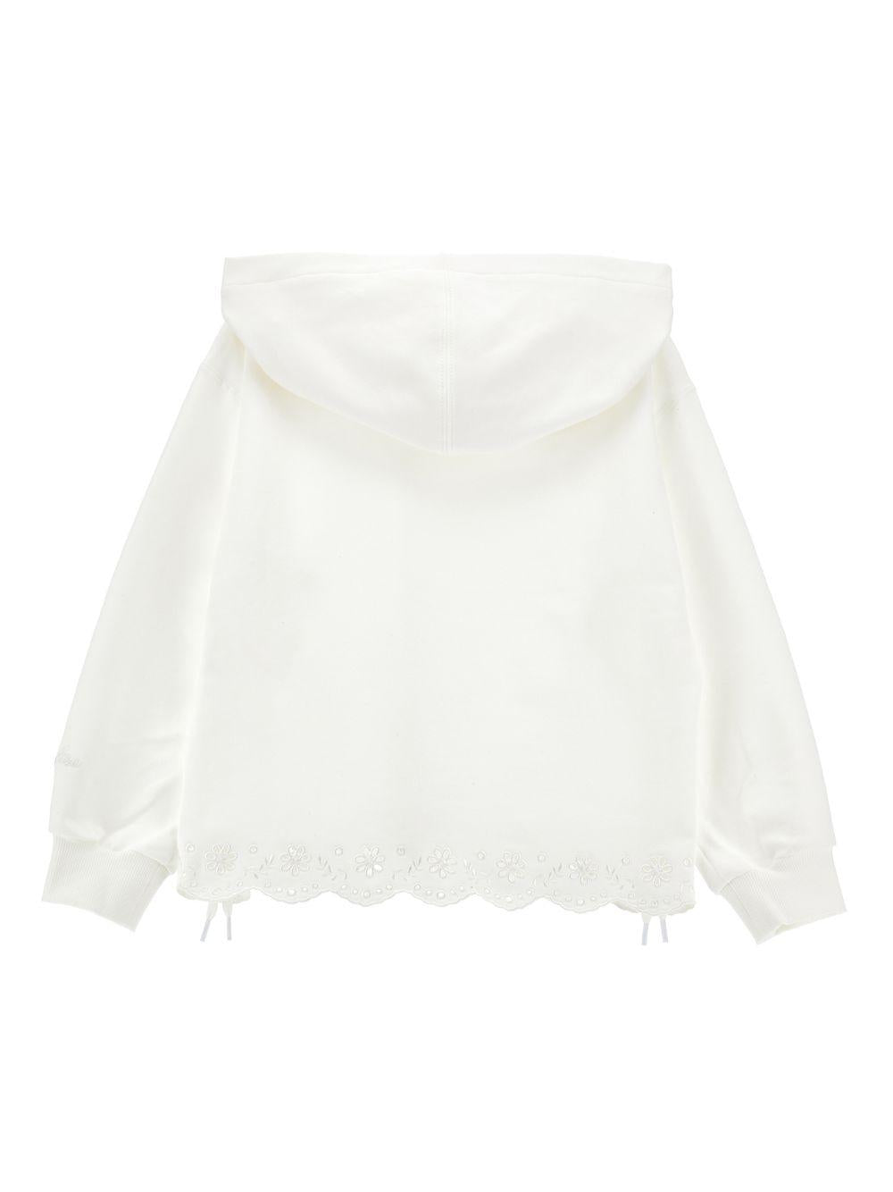 Felpa per bambina Monnalisa bianca con orlo a smerlo - Rubino Kids