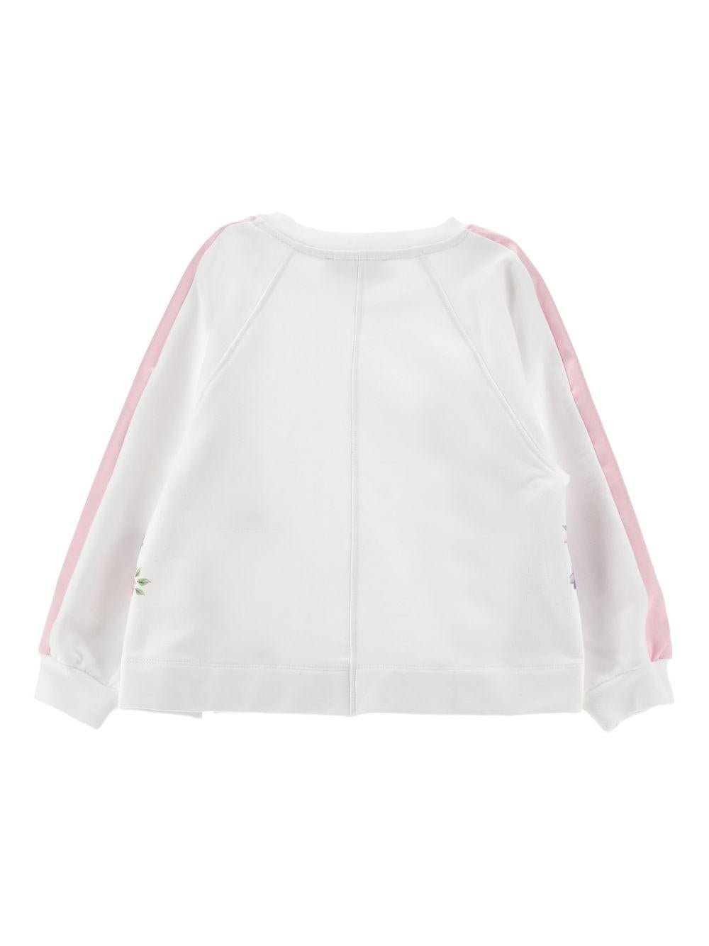 Felpa per bambina Monnalisa bianca con stampa a fiori - Rubino Kids