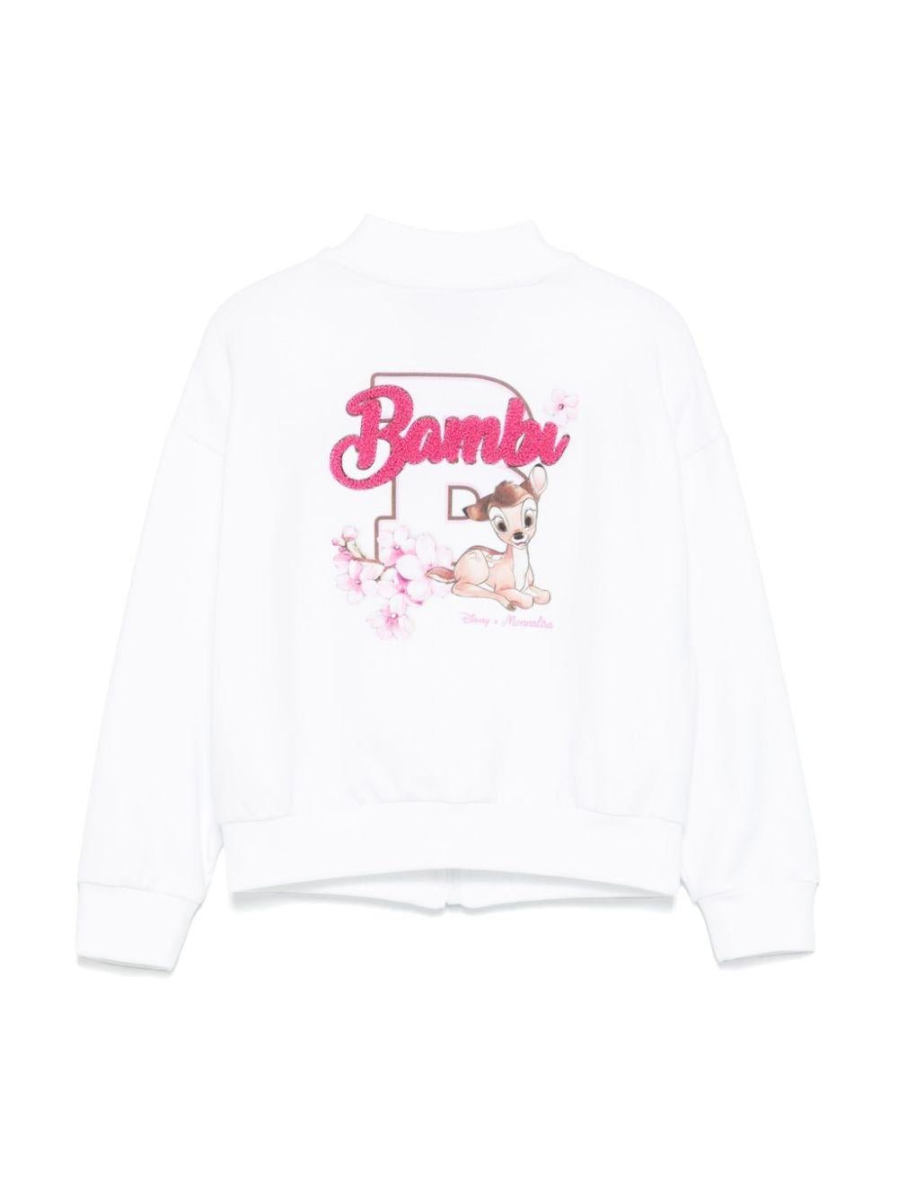 Felpa per bambina Monnalisa bianco con stampa Bambi x Disney - Rubino Kids