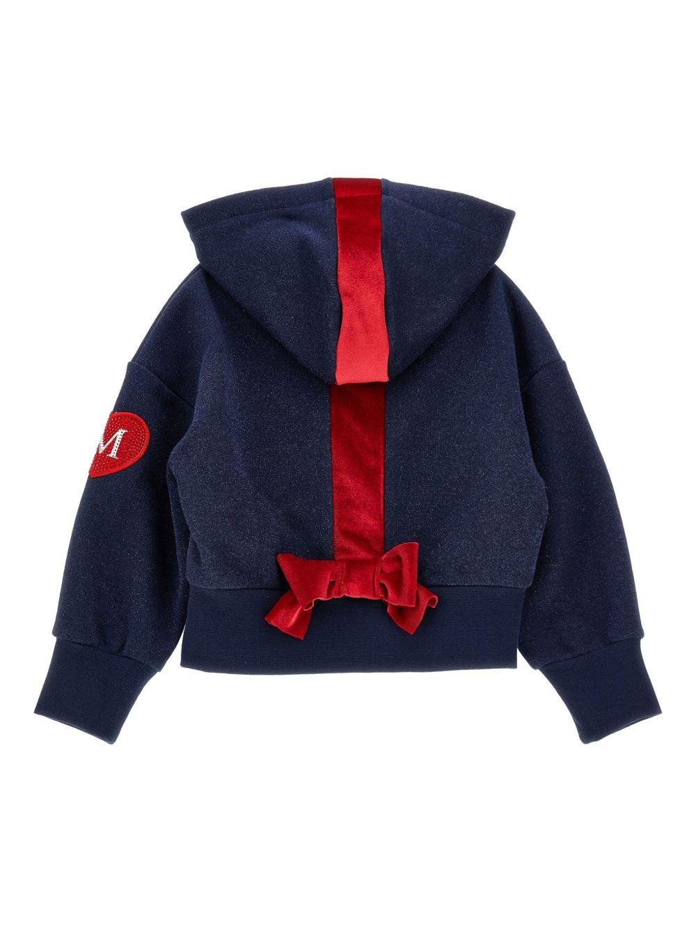 Felpa per bambina Monnalisa blu con logo e cappuccio - Rubino Kids