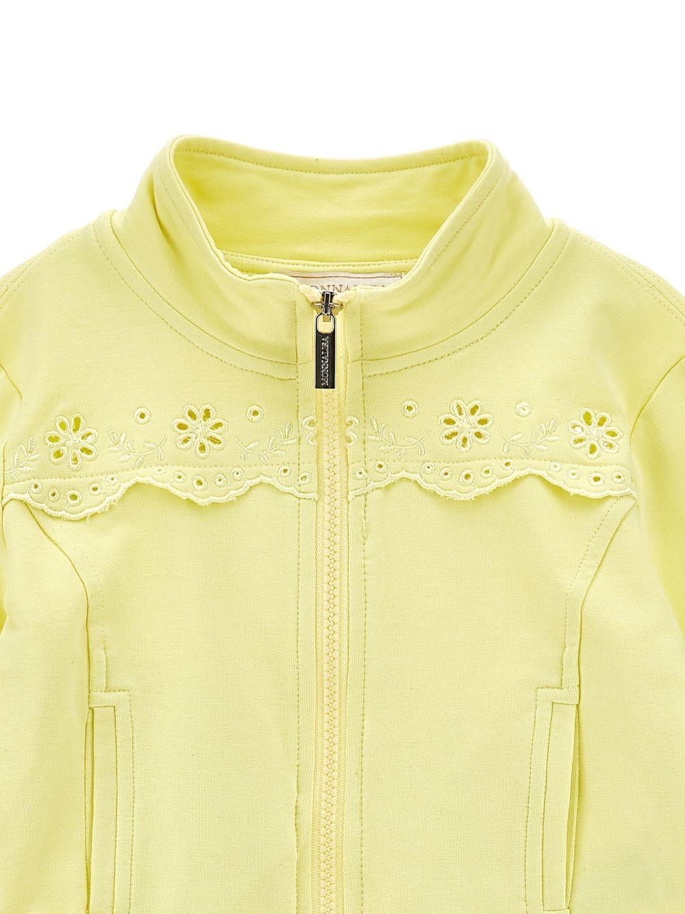 Felpa per bambina Monnalisa gialla con ricamo a fiori - Rubino Kids