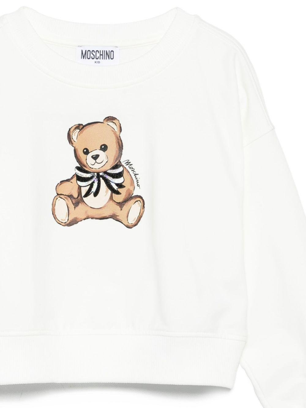 Felpa per bambina Moschino Kids bianca con stampa orso - Rubino Kids