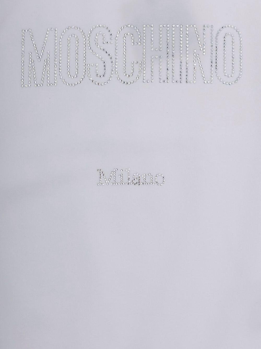 Felpa per bambina Moschino Kids bianca con strass - Rubino Kids