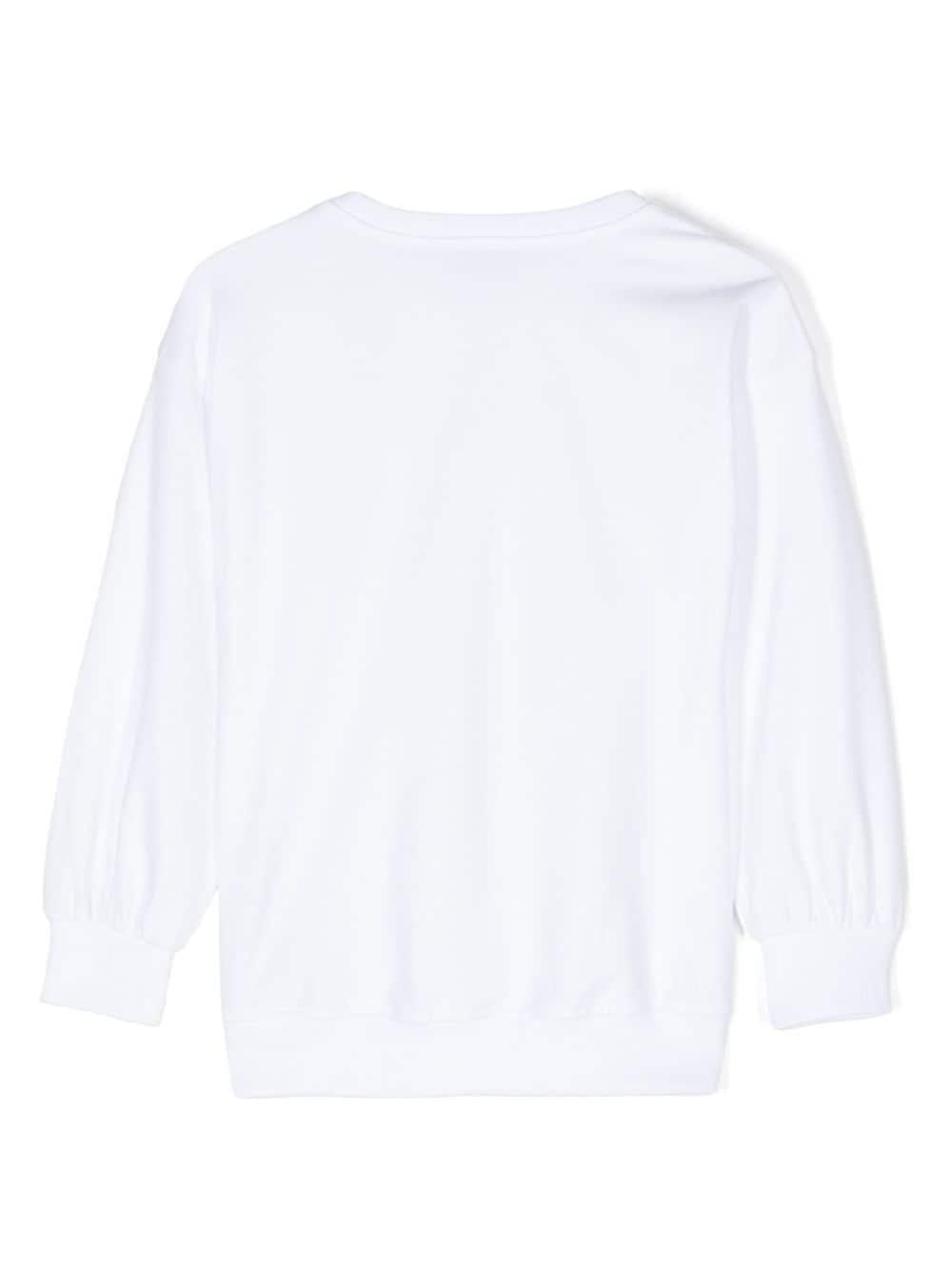 Felpa per bambina Moschino Kids bianco con stampa logo sul davanti - Rubino Kids