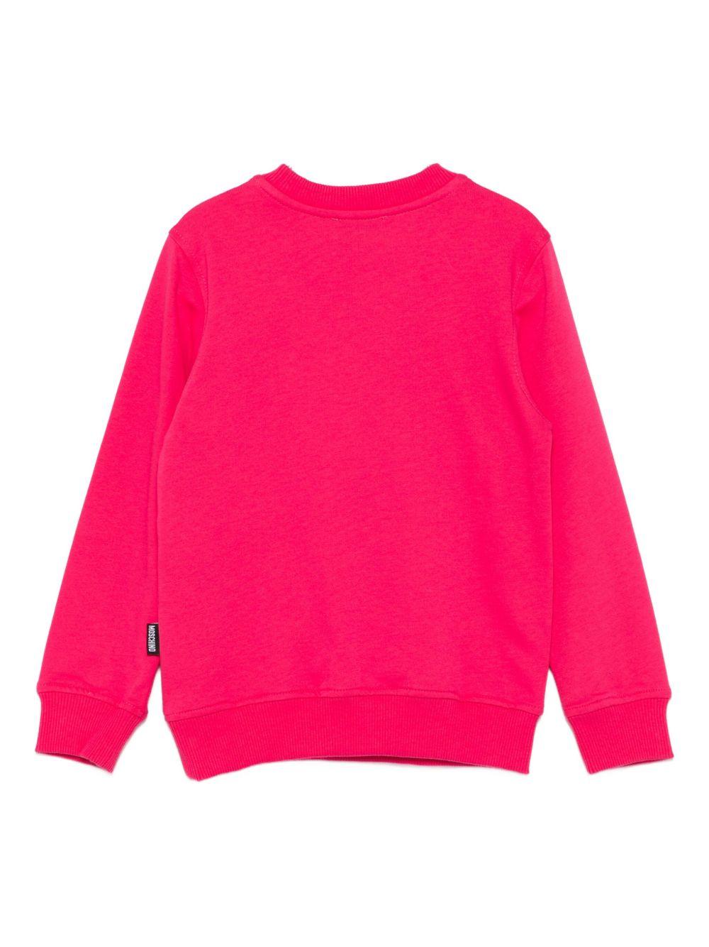 Felpa per bambina Moschino Kids fucsia con logo Teddy Bear - Rubino Kids