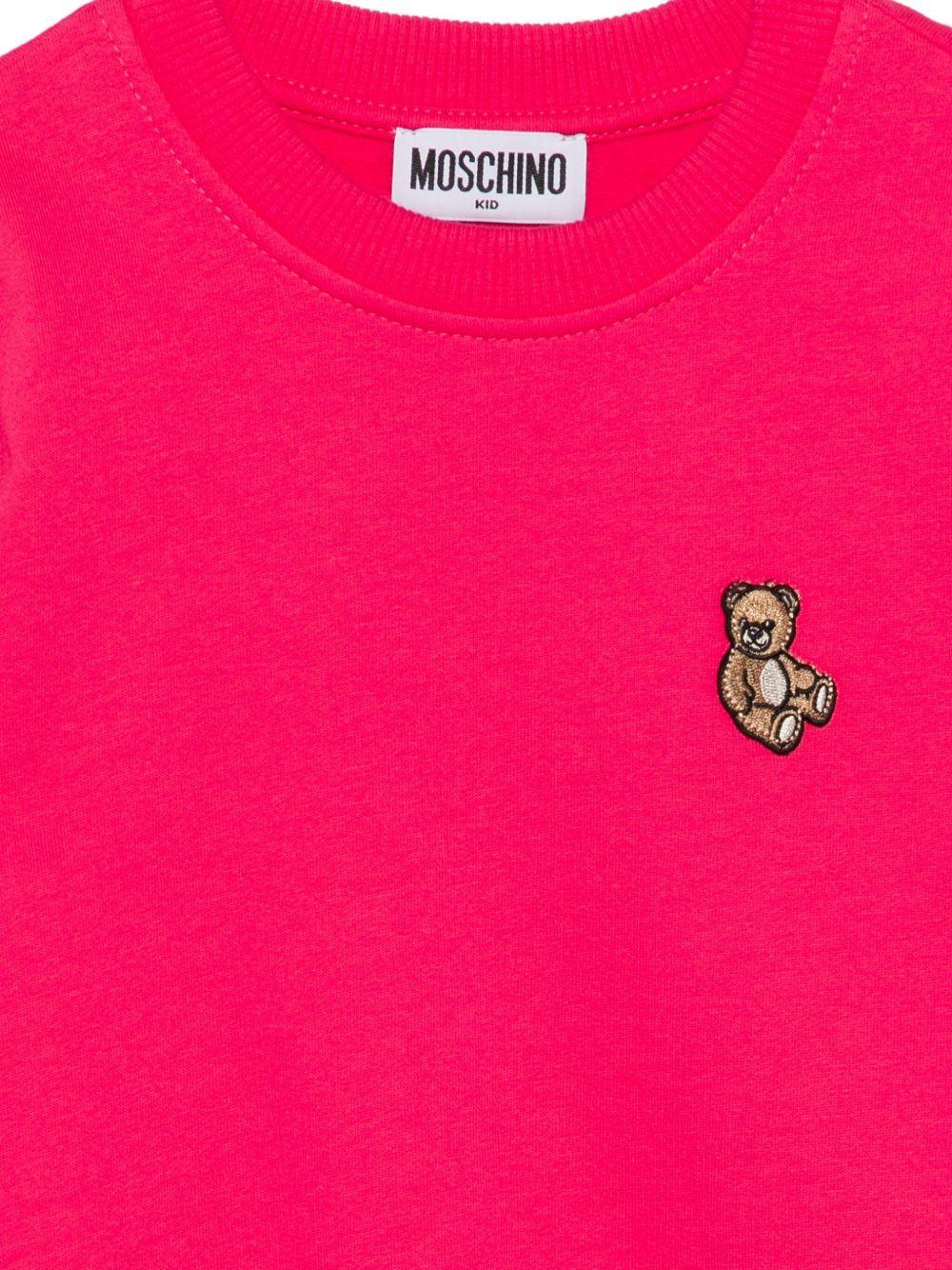Felpa per bambina Moschino Kids fucsia con logo Teddy Bear - Rubino Kids