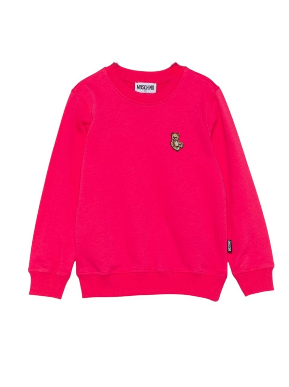 Felpa per bambina Moschino Kids fucsia con logo Teddy Bear - Rubino Kids