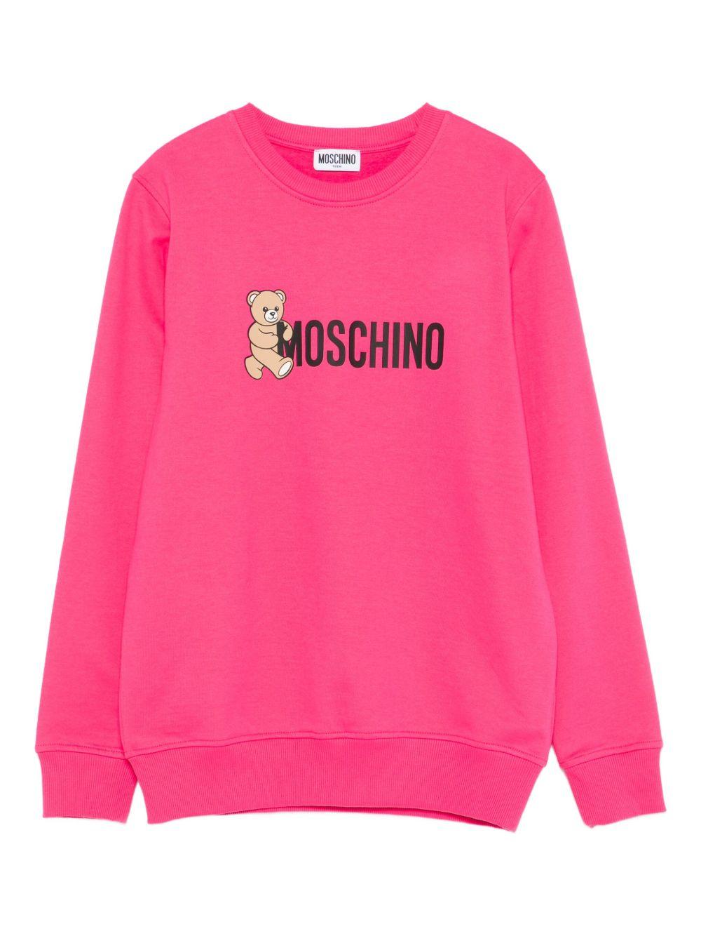 Felpa per bambina Moschino Kids fucsia con stampa Teddy Bear - Rubino Kids