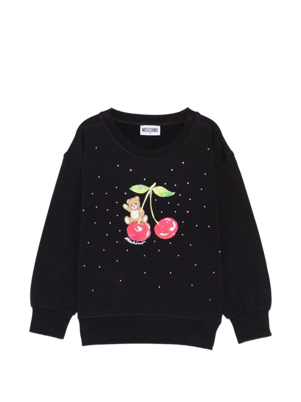 Felpa per bambina Moschino Kids nera con grafica orsetto - Rubino Kids