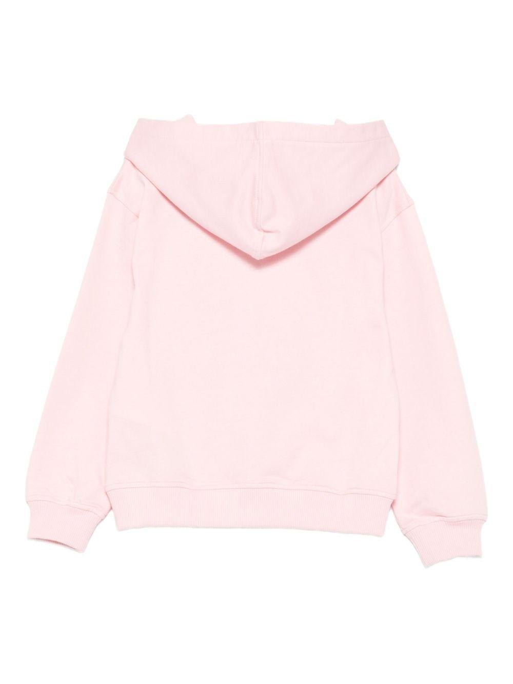 Felpa per bambina Moschino Kids rosa con stampa Teddy e cappuccio - Rubino Kids