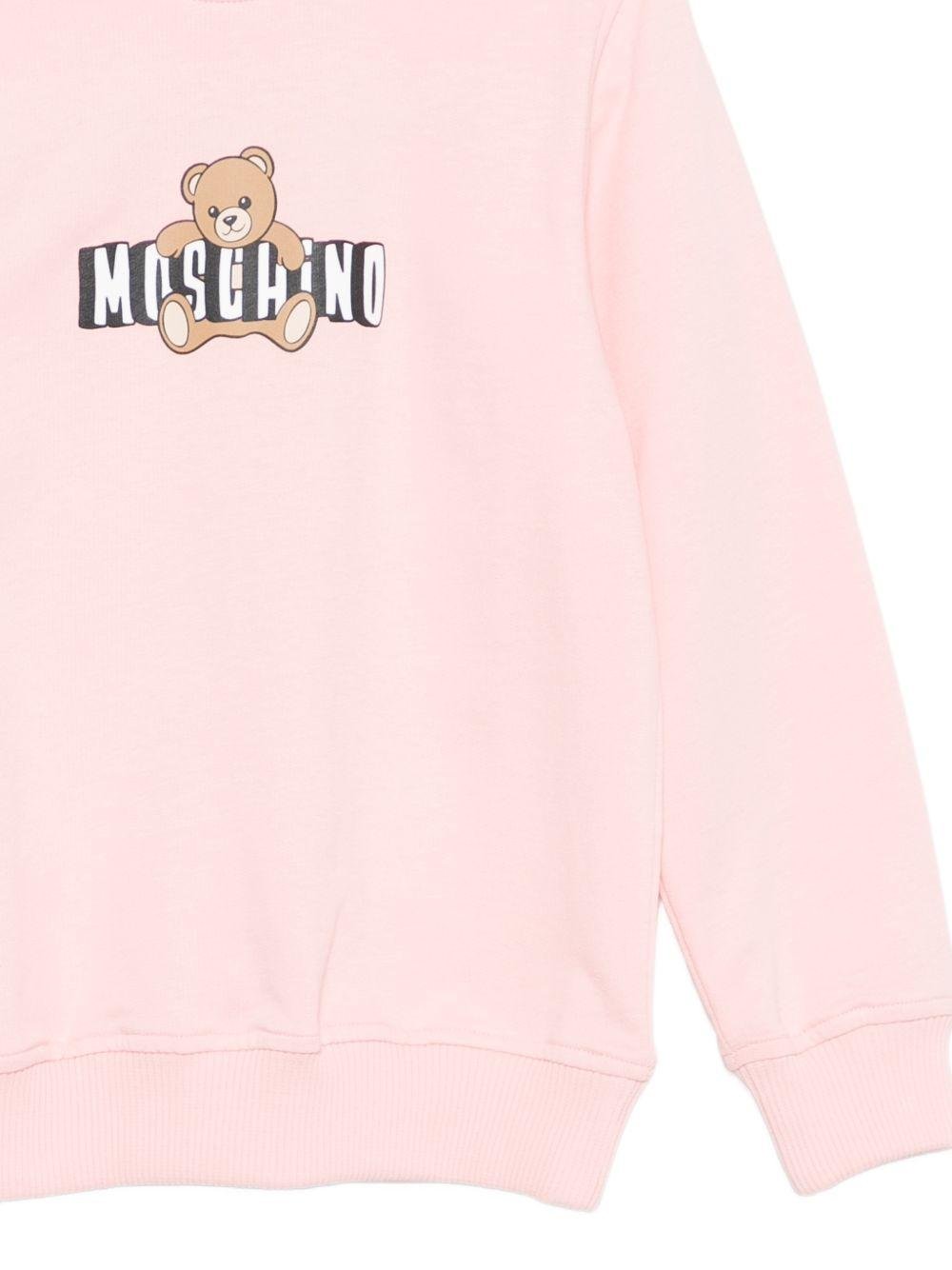 Felpa per bambina Moschino Kids rosa con stampa Teddy - Rubino Kids
