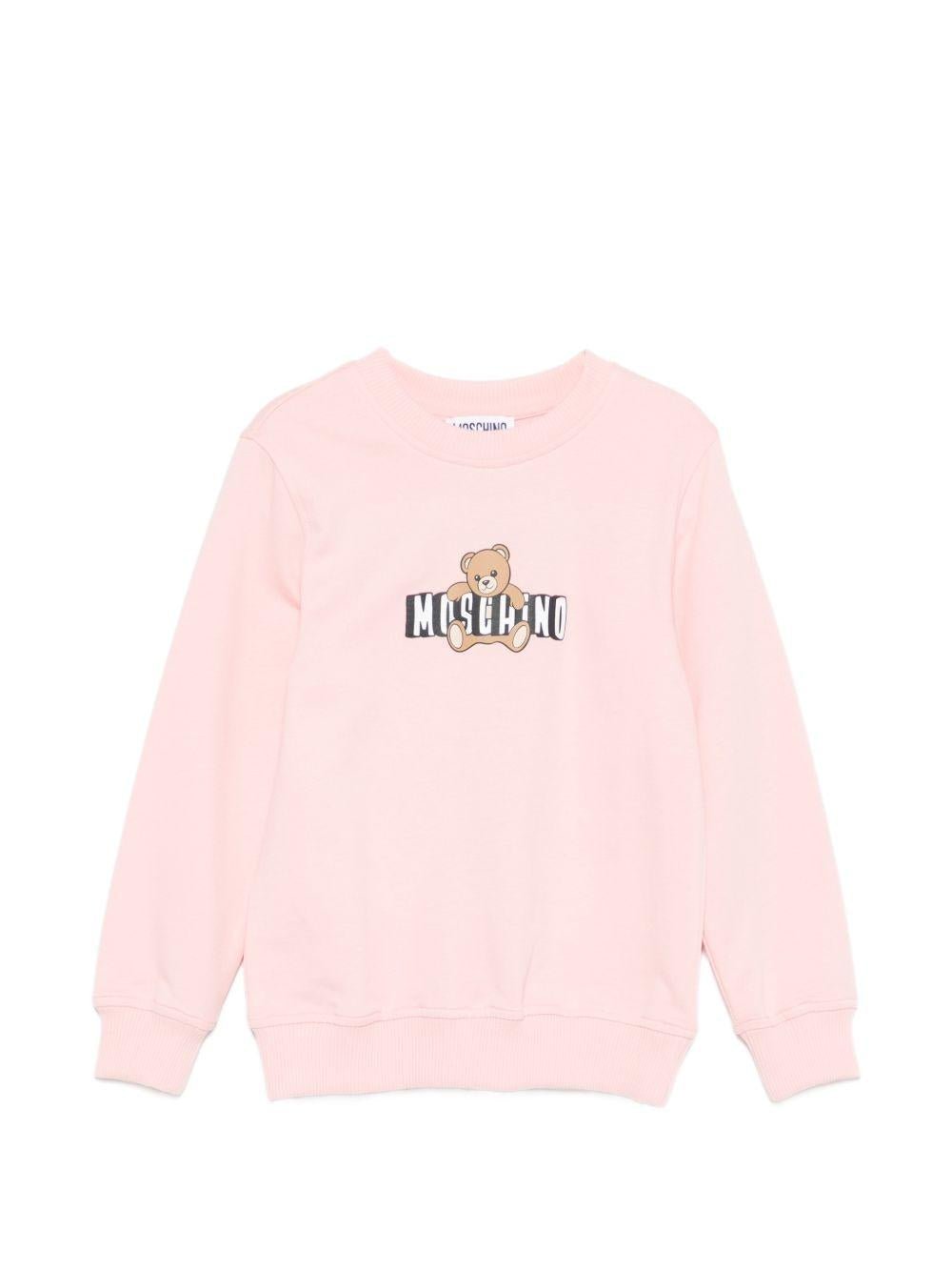 Felpa per bambina Moschino Kids rosa con stampa Teddy - Rubino Kids