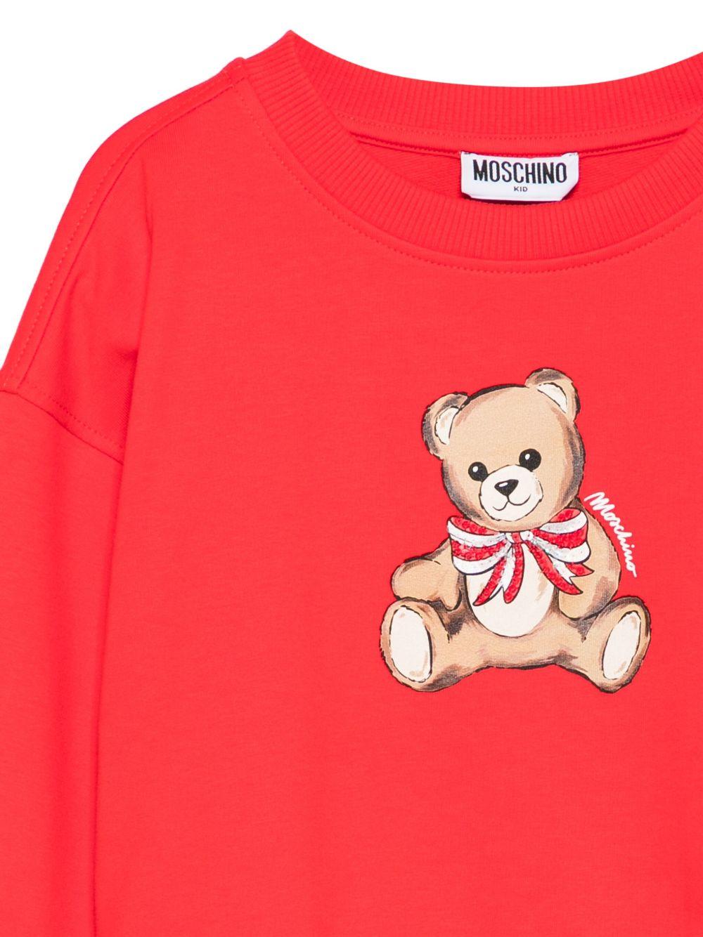 Felpa per bambina Moschino Kids rossa con stampa orso - Rubino Kids