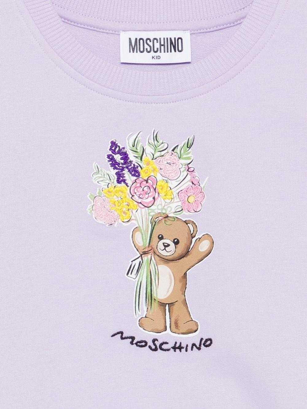 Felpa per bambina Moschino Kids viola con stampa orsetto sul davanti - Rubino Kids