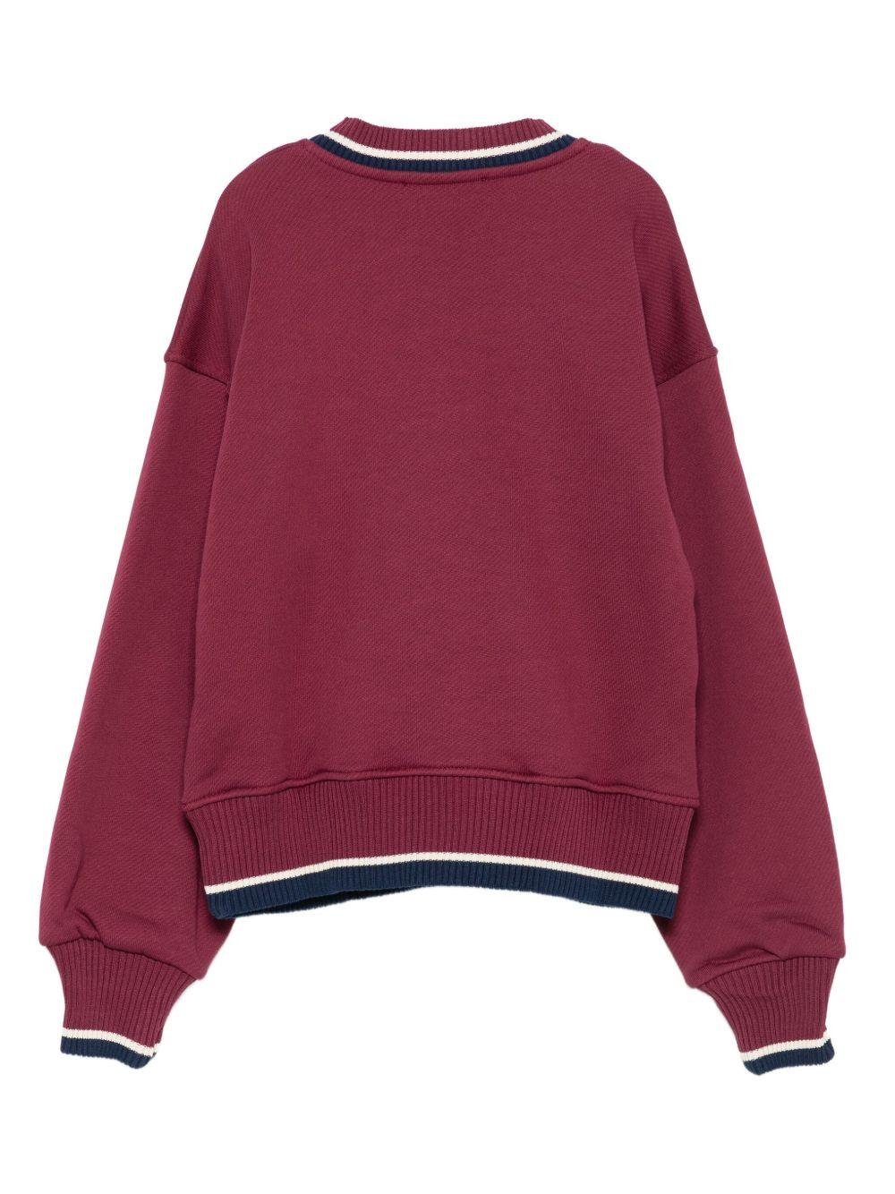 Felpa per bambina MSGM Kids bordeaux con bordi a contrasto - Rubino Kids