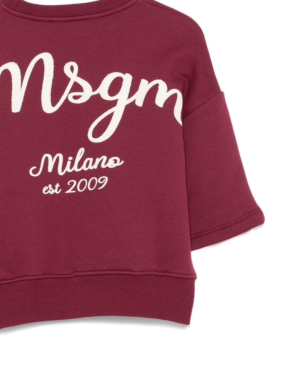 Felpa per bambina MSGM Kids bordeaux con logo ricamato - Rubino Kids