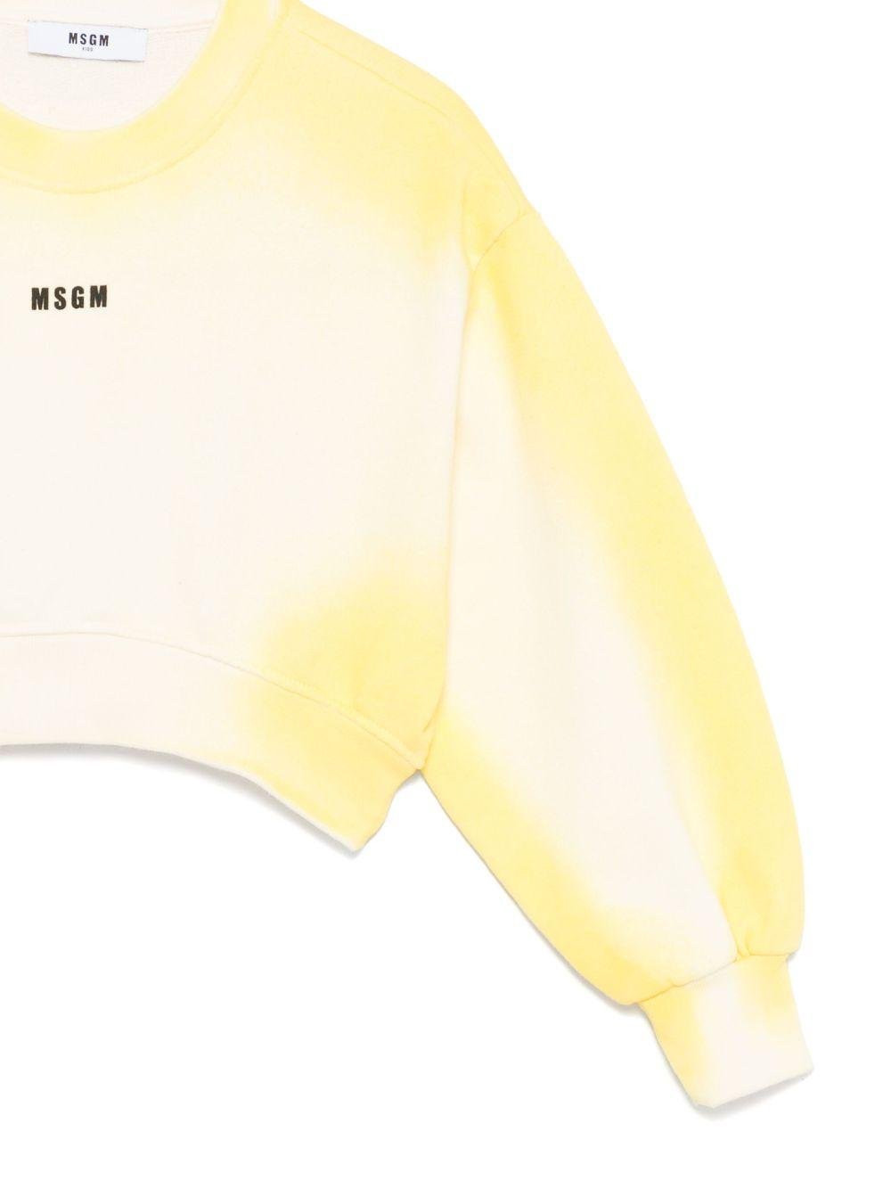 Felpa per bambina MSGM Kids giallo con stampa con logo sul petto - Rubino Kids