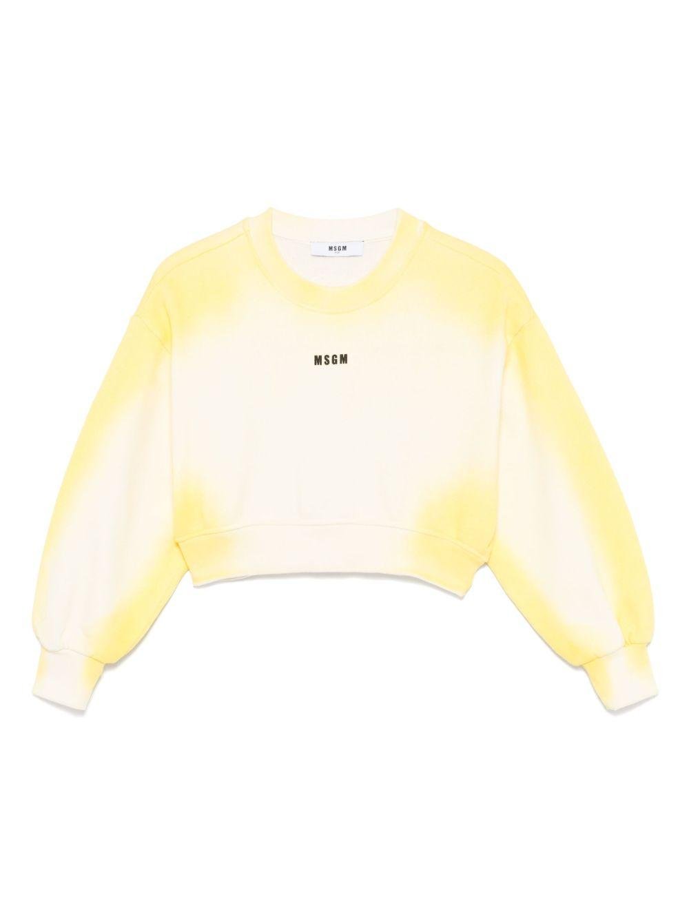 Felpa per bambina MSGM Kids giallo con stampa con logo sul petto - Rubino Kids