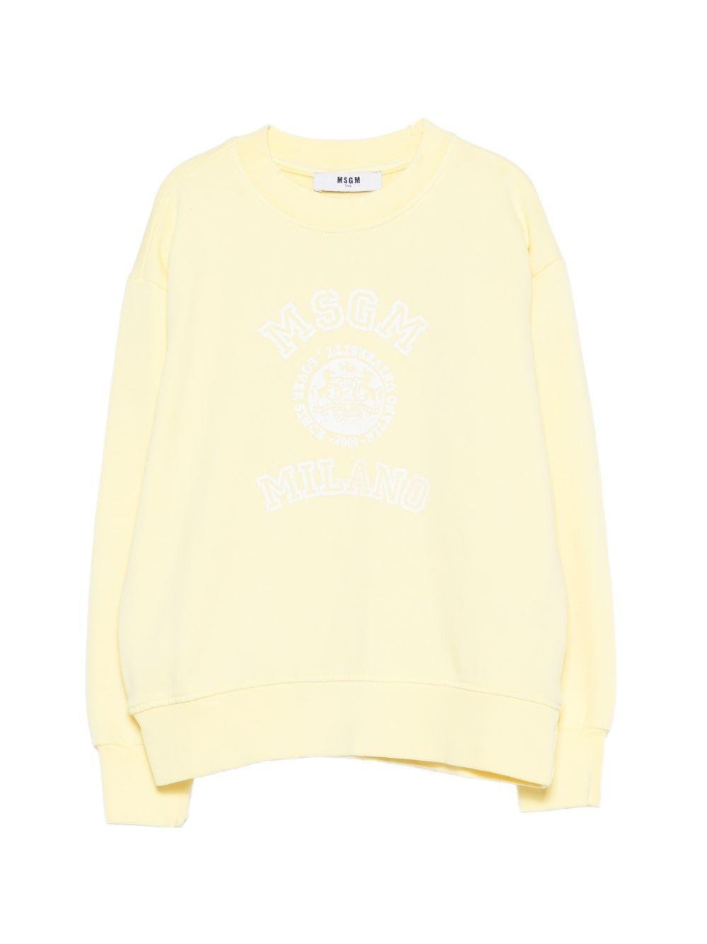 Felpa per bambina MSGM Kids giallo con stampa sul davanti - Rubino Kids