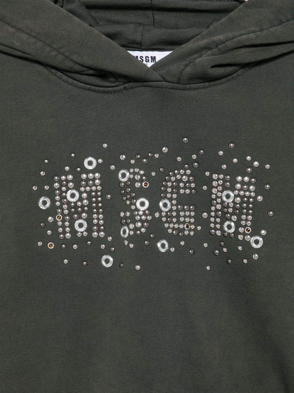 Felpa per bambina MSGM Kids grigia con decorazioni in cristallo - Rubino Kids
