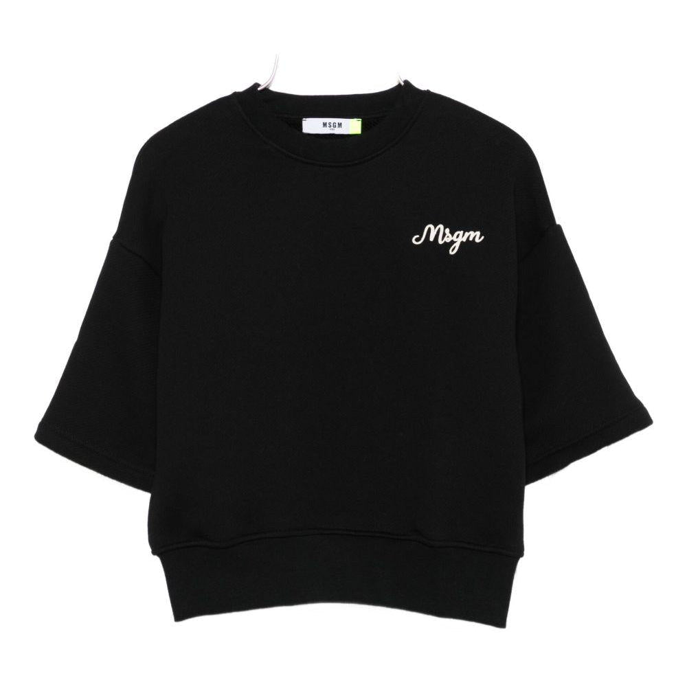 Felpa per bambina MSGM Kids nera con logo - Rubino Kids