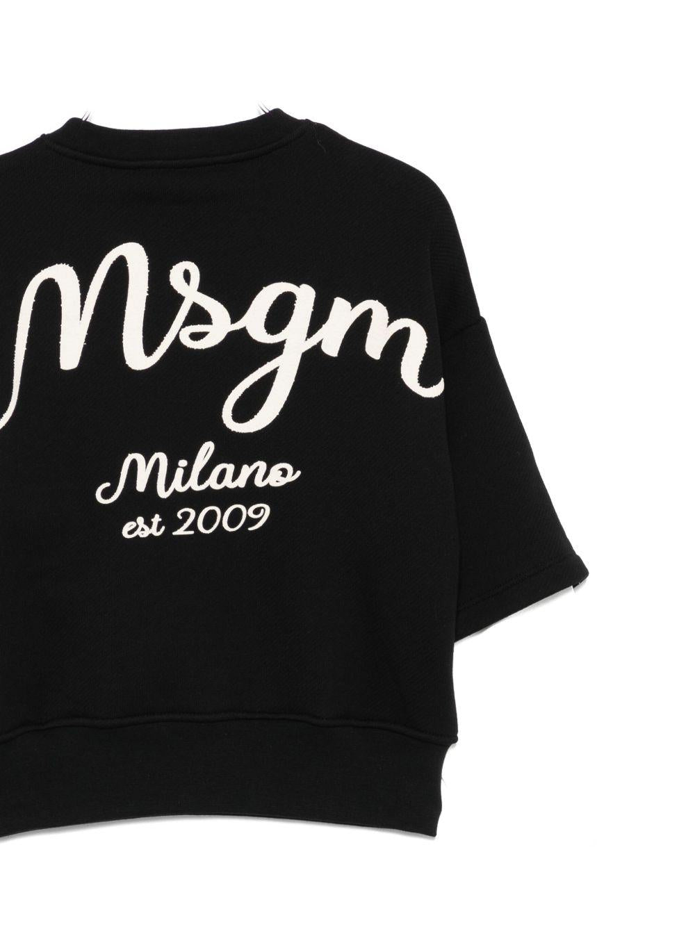 Felpa per bambina MSGM Kids nera con logo - Rubino Kids
