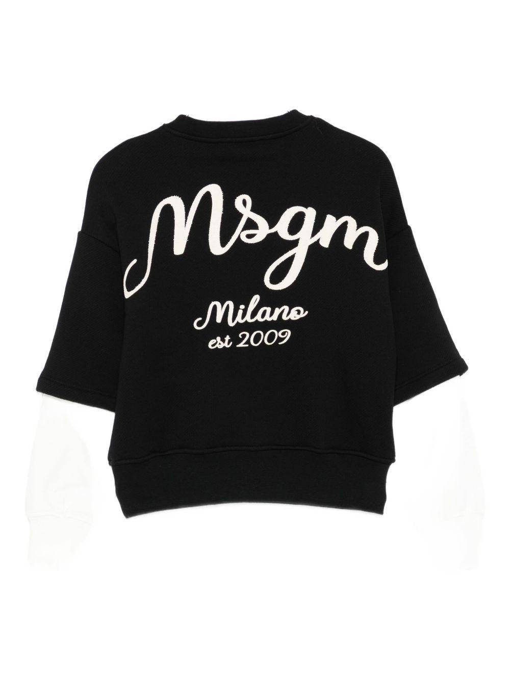 Felpa per bambina MSGM Kids nera con logo - Rubino Kids