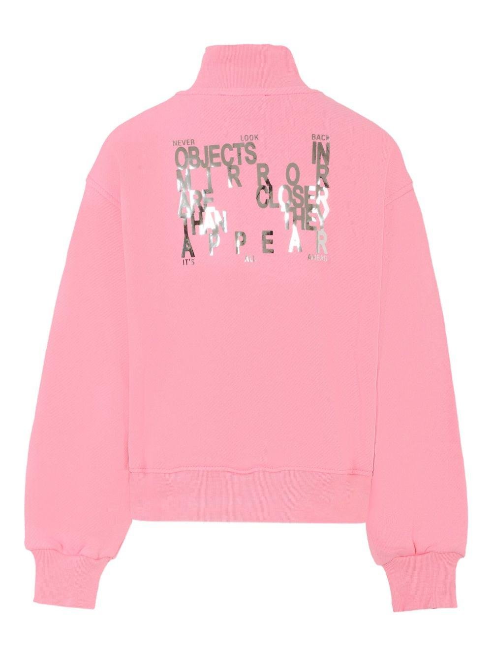 Felpa per bambina MSGM Kids rosa con collo rialzato - Rubino Kids