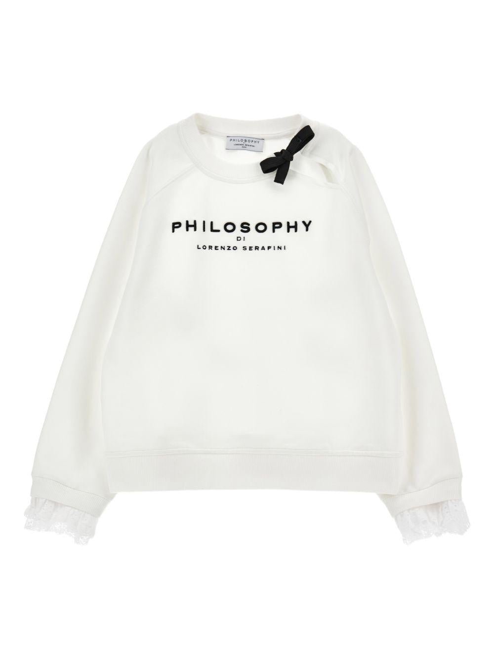 Felpa per bambina Philosophy di Lorenzo Serafini bianca con logo sul davanti - Rubino Kids