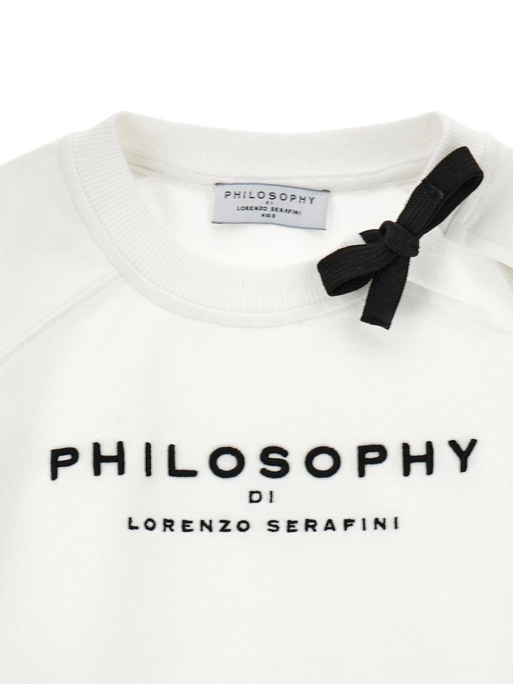 Felpa per bambina Philosophy di Lorenzo Serafini bianca con logo sul davanti - Rubino Kids