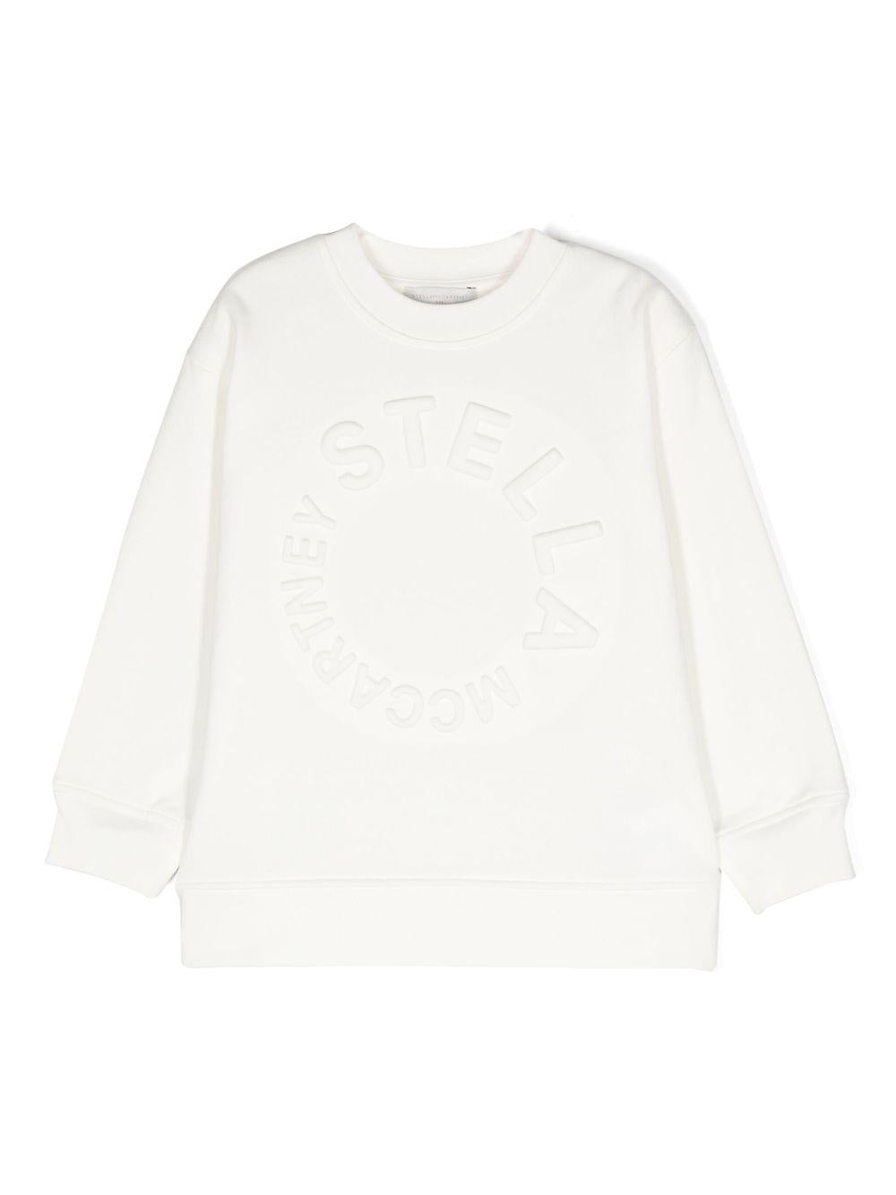 Felpa per bambina Stella McCartney Kids bianca con logo goffrato sul davanti - Rubino Kids