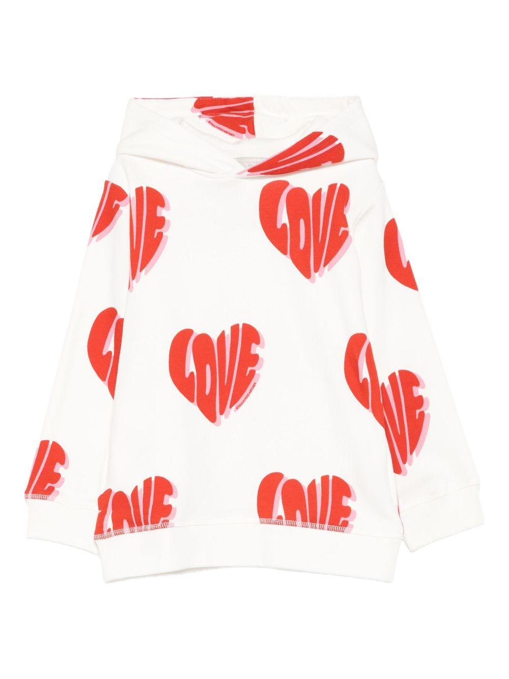 Felpa per bambina Stella McCartney Kids bianco con motivo a cuore - Rubino Kids