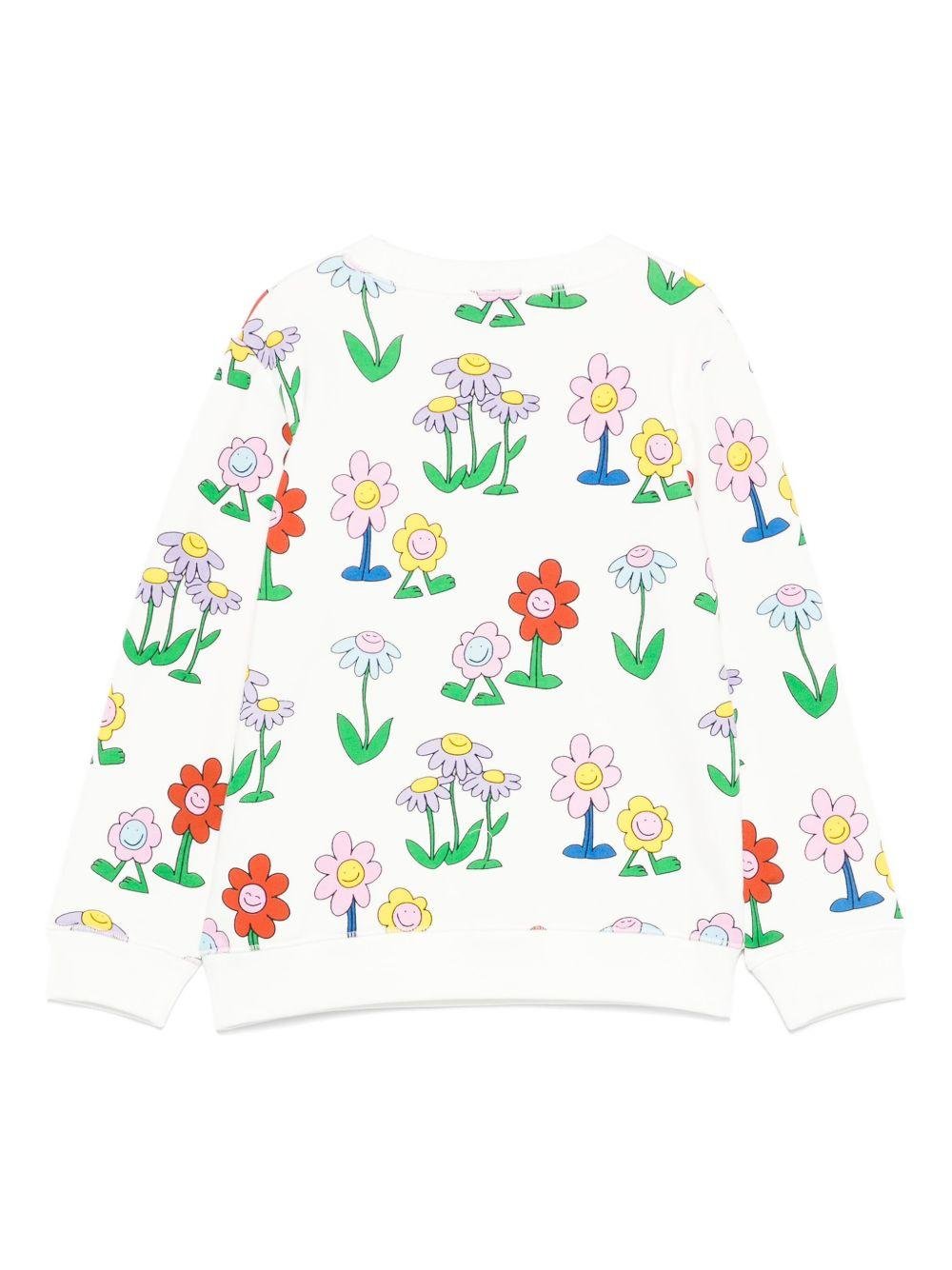 Felpa per bambina Stella McCartney Kids bianco con stampa a fiori - Rubino Kids