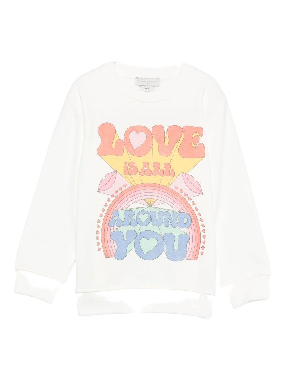Felpa per bambina Stella McCartney Kids bianco con stampa arcobaleno - Rubino Kids