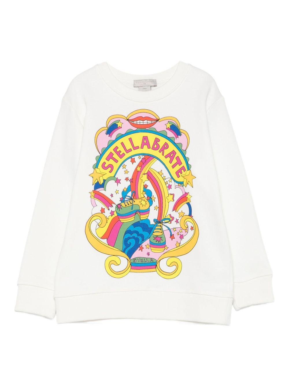 Felpa per bambina Stella McCartney Kids bianco con stampa Stellabrate - Rubino Kids