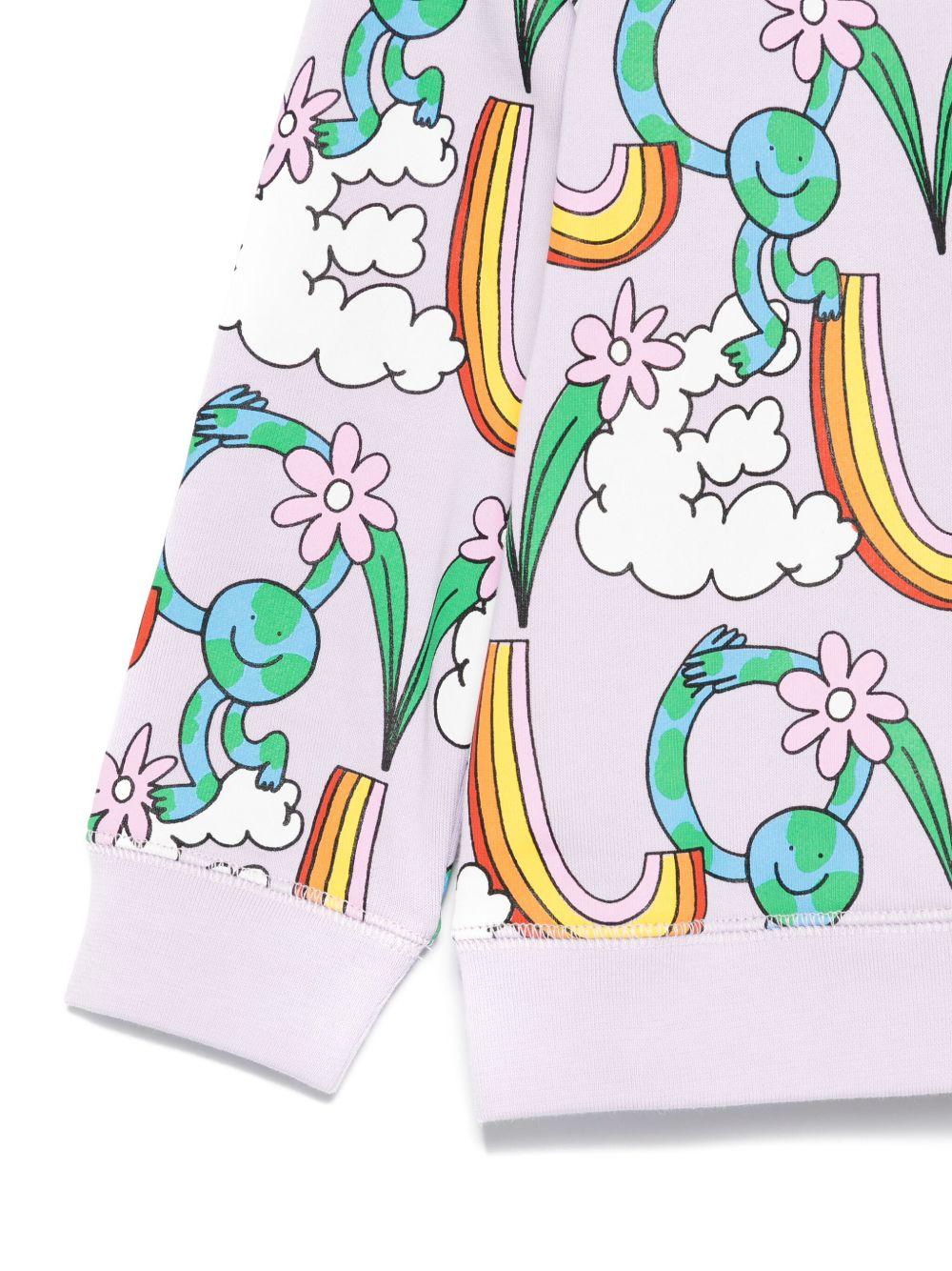 Felpa per bambina Stella McCartney Kids lilla con stampa grafica arcobaleni - Rubino Kids