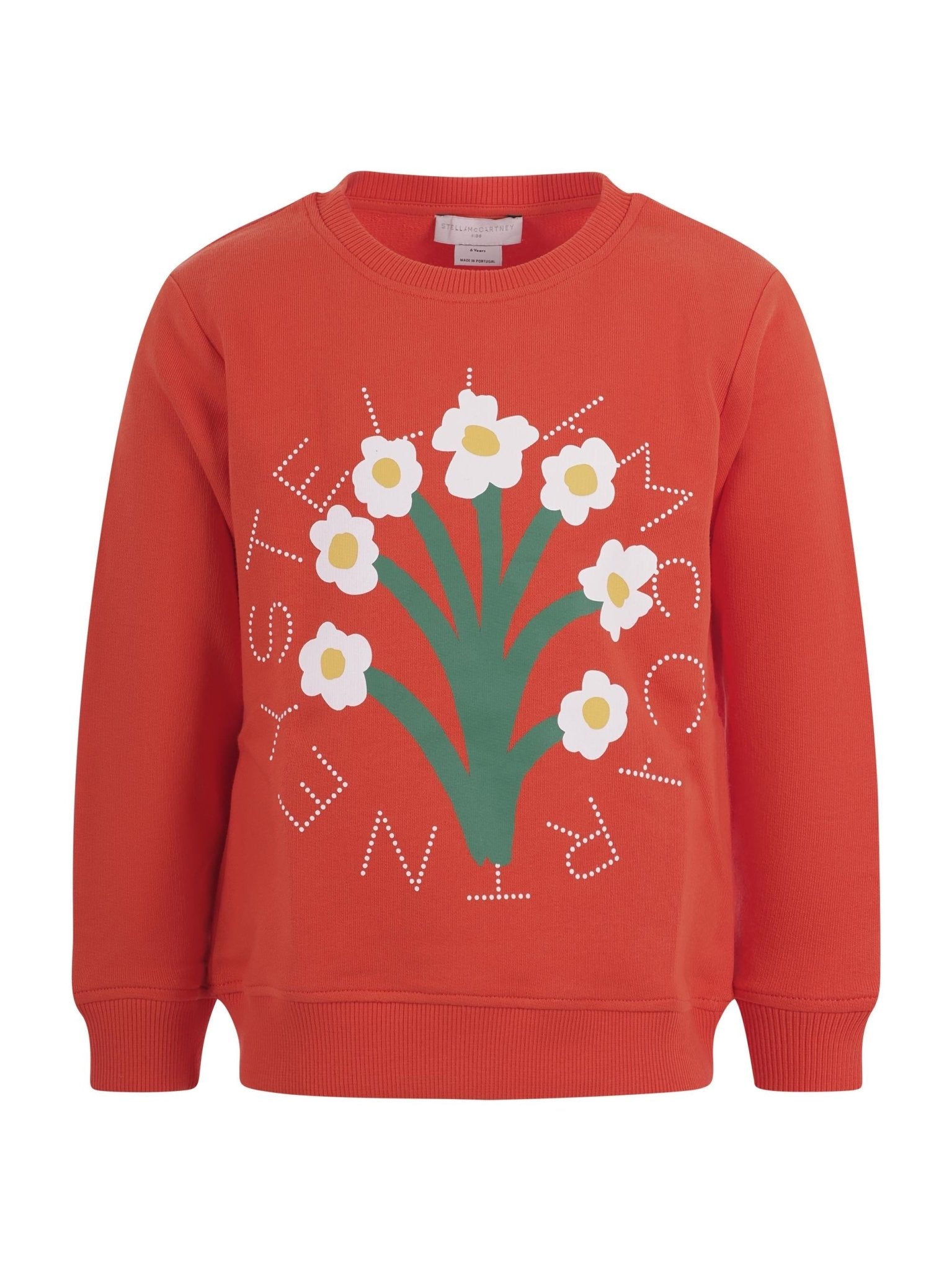 Felpa per bambina Stella McCartney Kids rossa con stampa fiori sul davanti - Rubino Kids