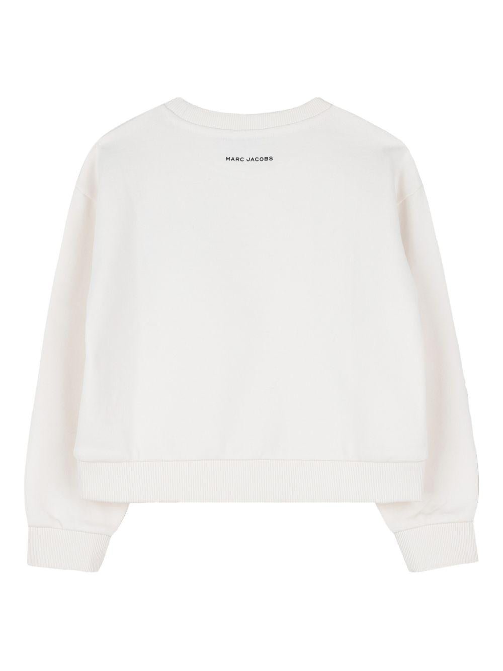 Felpa per bambina The Marc Jacobs Kids bianca con applicazioni a fiore - Rubino Kids