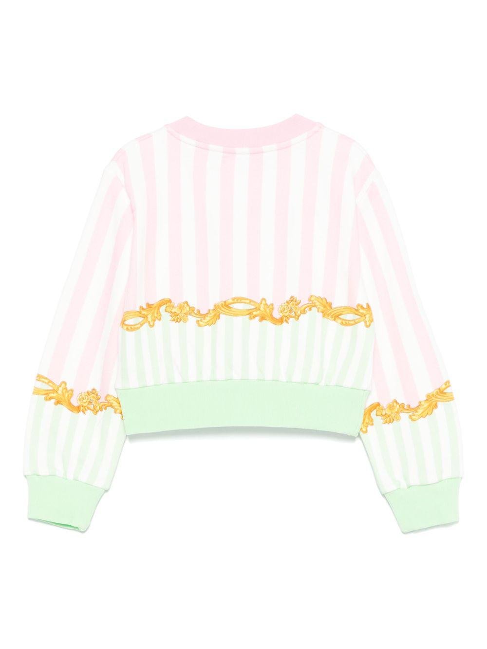 Felpa per bambina Versace Kids rosa con stampa a righe - Rubino Kids