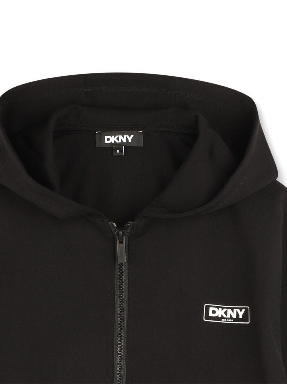 Felpa per bambini Dkny Kids nera con cappuccio e zip - Rubino Kids