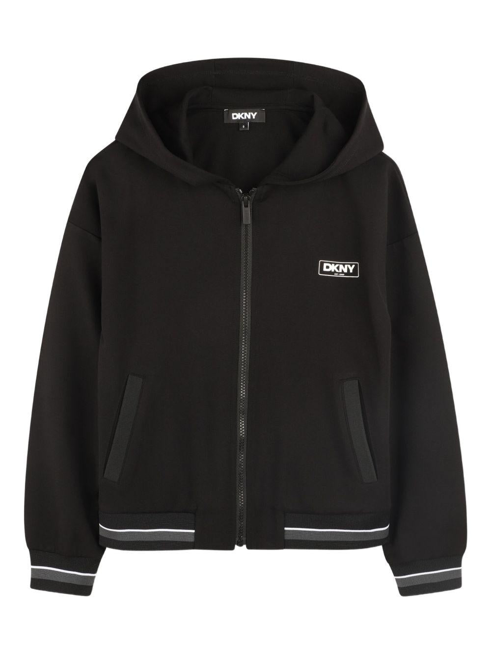 Felpa per bambini Dkny Kids nera con cappuccio e zip - Rubino Kids